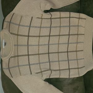 NWOT : Geoffrey Beene Long sleeve plaid crewneck sweater